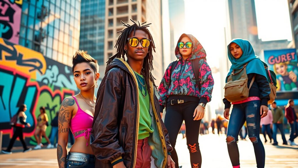Urban Youth in Dynamic Streetwear Fashion – free AI stock image
