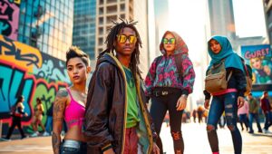 Urban Youth in Dynamic Streetwear Fashion – free AI stock image