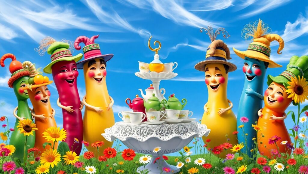 Vegetable Tea Party in Bloom – free AI stock image