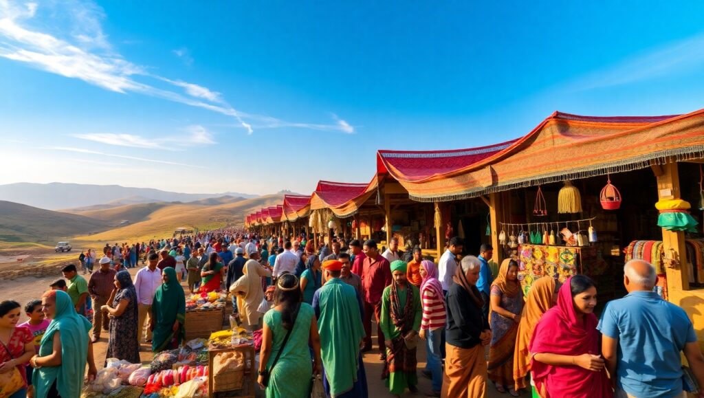 Vibrant Ancient Marketplace Scene – free AI stock image