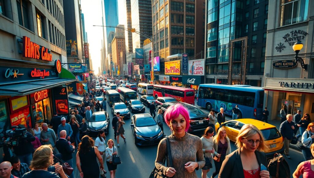 Vibrant City Life from Above – free AI stock image