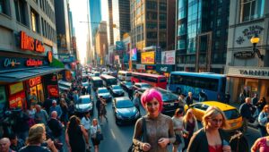 Vibrant City Life from Above – free AI stock image