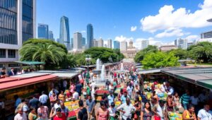 Vibrant City Market from Above ZIg – free AI stock image