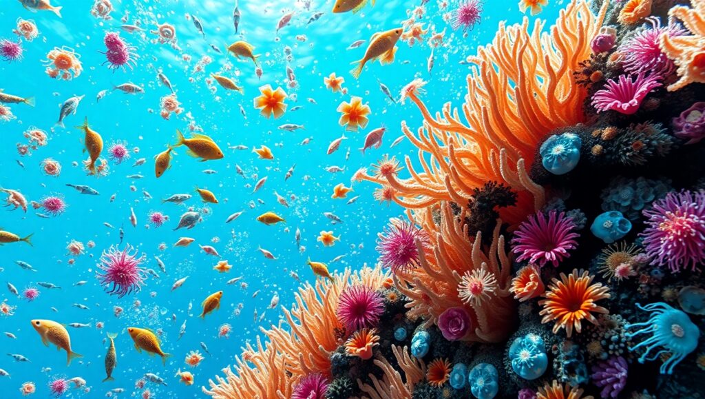 Vibrant Coral Life Under the Microscope – free AI stock image