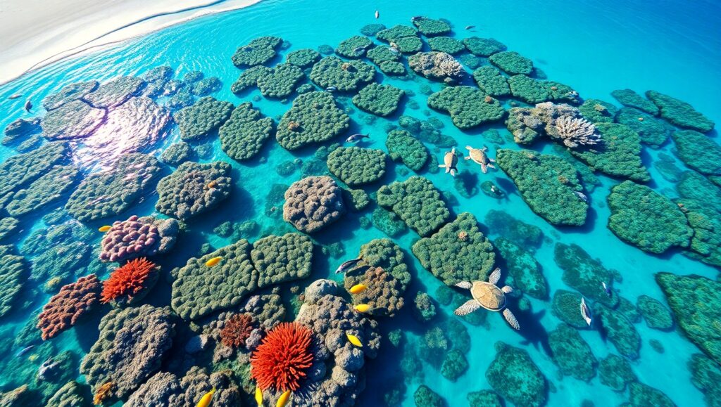 Vibrant Coral Reef Above Water – free AI stock image