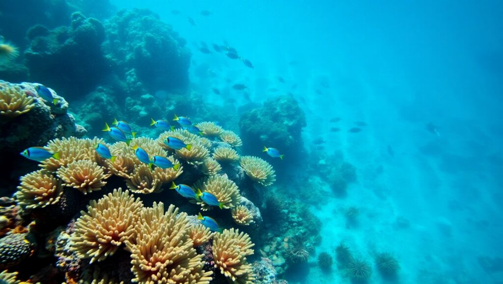 Vibrant Coral Reef from Above – free AI stock image