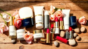 Vibrant Cosmetic Flatlay Inspiration – free AI stock image