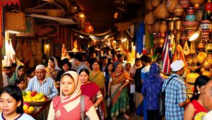 Vibrant Dawn at the Market – free AI stock image