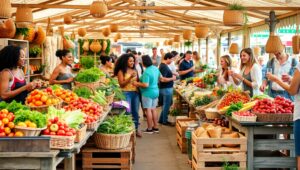Vibrant Day at the Farmers Market – free AI stock image