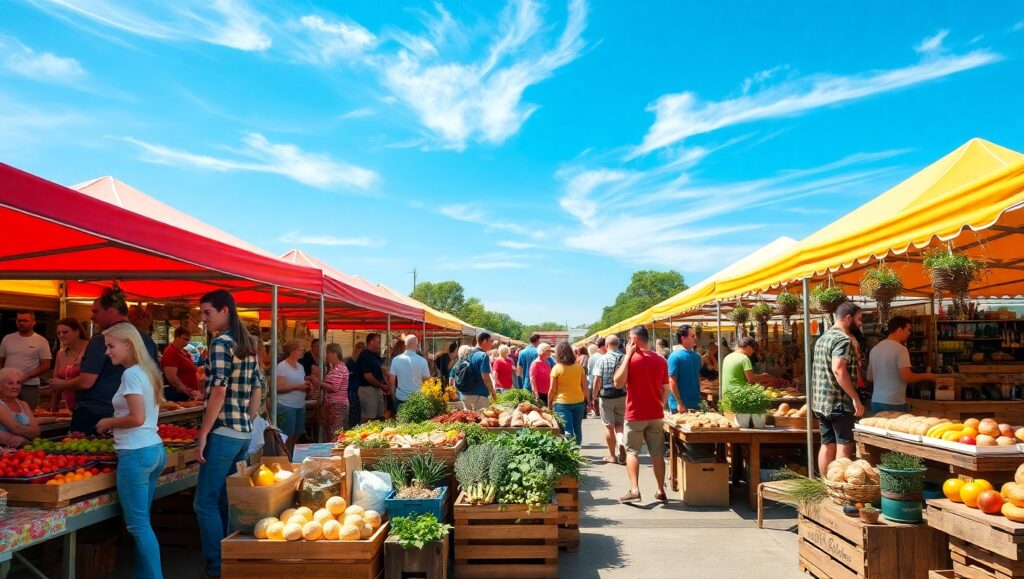 Vibrant Day at the Farmers Market rDf – free AI stock image