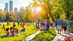 Vibrant Day in the City – free AI stock image