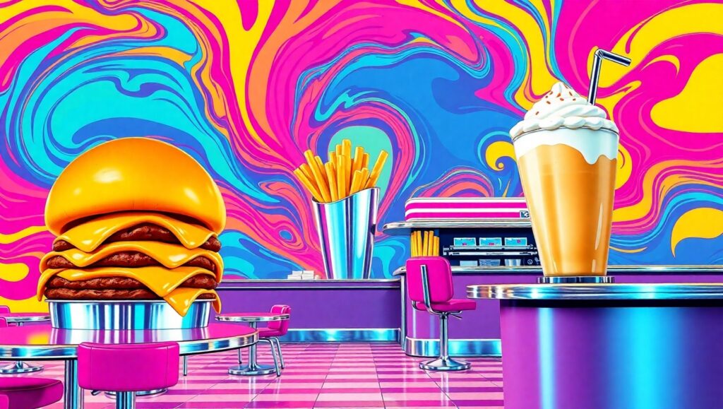 Vibrant Diner Delight in Pop – free AI stock image