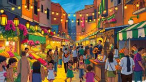 Vibrant Dusk at the Market – free AI stock image