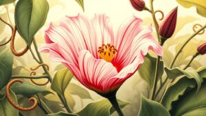 Vibrant Exotic Flower Illustration – free AI stock image