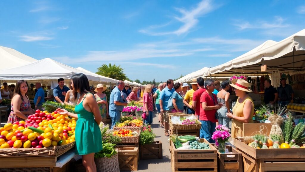 Vibrant Farmers Market Scene – free AI stock image