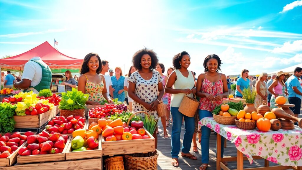Vibrant Farmers Market Scene 9QI – free AI stock image