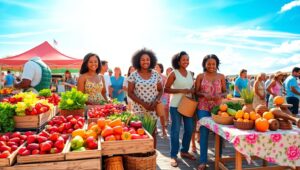 Vibrant Farmers Market Scene 9QI – free AI stock image