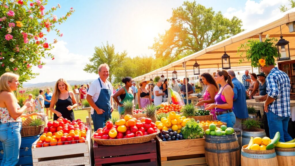 Vibrant Farmers Market Scene tZr – free AI stock image