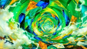 Vibrant Geometric Dreamscape – free AI stock image