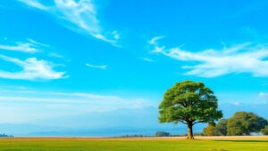 Vibrant Geometric Tree in Nature – free AI stock image