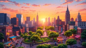 Vibrant Isometric City – free AI stock image