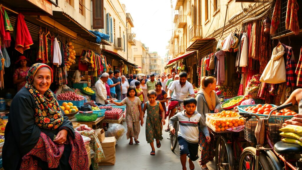 Vibrant Market Day in the City – free AI stock image