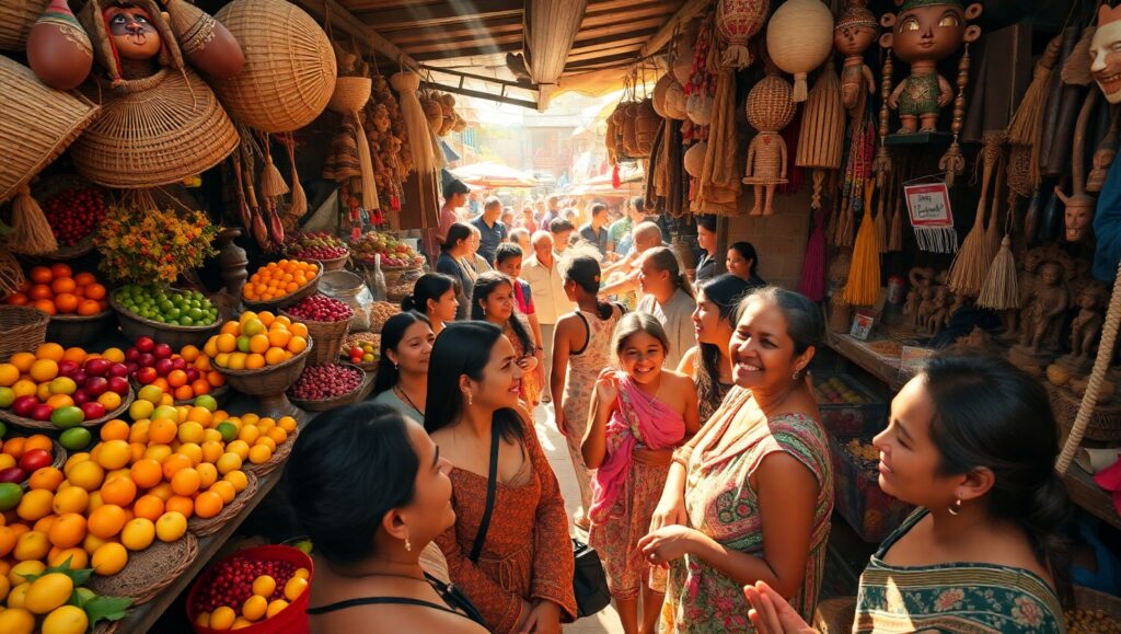 Vibrant Market From Above l8I – free AI stock image