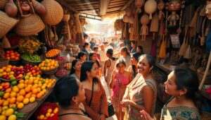 Vibrant Market From Above l8I – free AI stock image