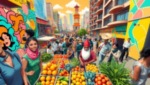 Vibrant Market Overhead – free AI stock image