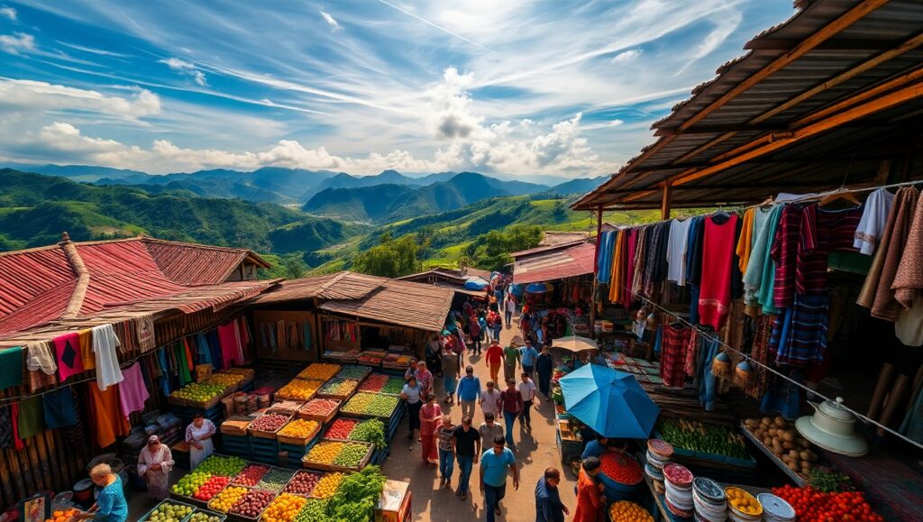 Vibrant Market Overhead Scene – free AI stock image