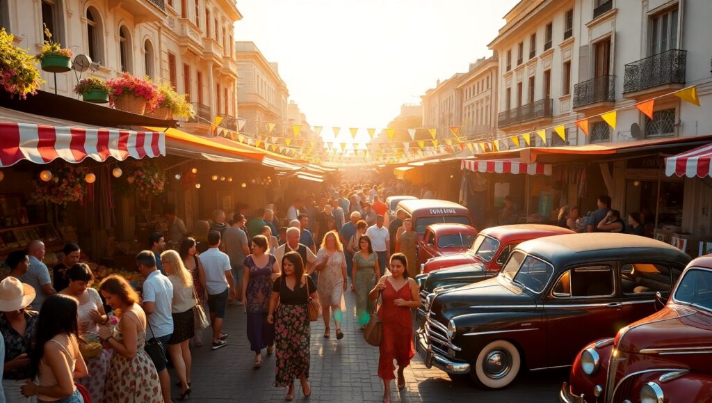 Vibrant Market Scene from Above C20 – free AI stock image