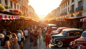 Vibrant Market Scene from Above C20 – free AI stock image
