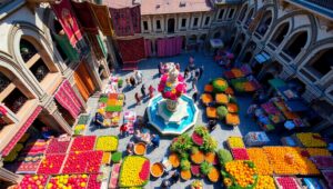 Vibrant Market Square from Above YC5 – free AI stock image