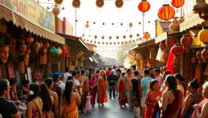 Vibrant Marketplace at Cultural Festival – free AI stock image