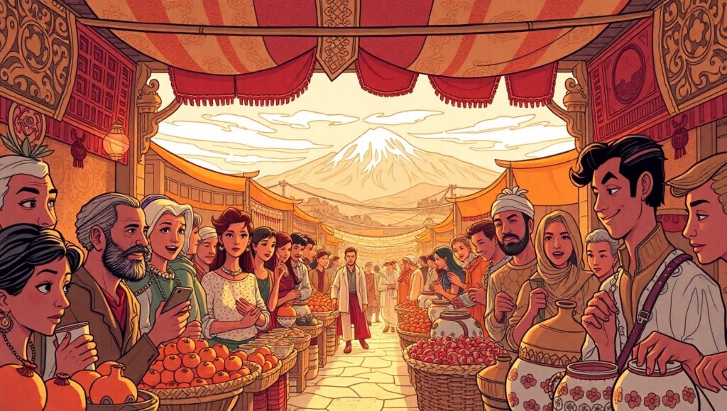 Vibrant Marketplace on a Mountain – free AI stock image