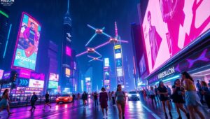 Vibrant Neon City at Night – free AI stock image