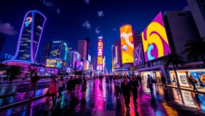 Vibrant Neon Cityscape at Night 3J0 – free AI stock image
