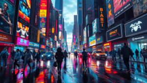 Vibrant Night in a Neon City – free AI stock image