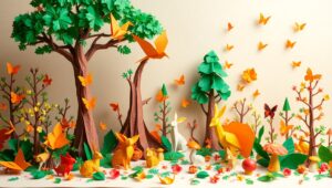 Vibrant Origami Forest Animals – free AI stock image