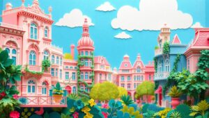 Vibrant Papercraft Cityscape – free AI stock image