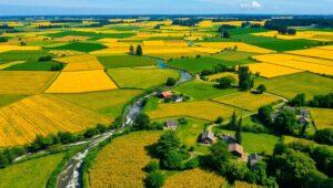 Vibrant Patchwork of Rural Fields – free AI stock image