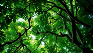 Vibrant Rainforest Canopy Exploration yHG – free AI stock image