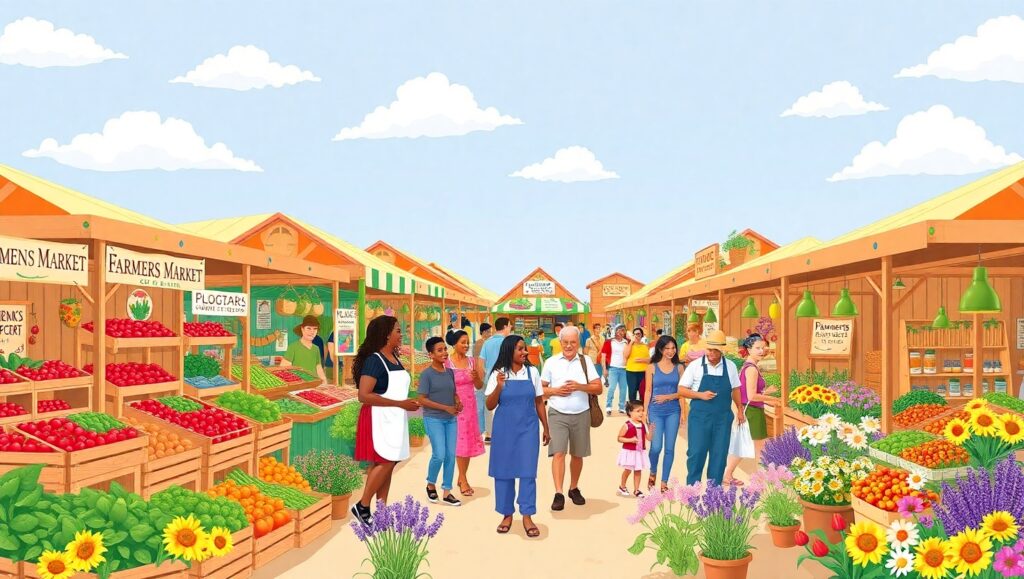 Vibrant Scene at the Farmers Market – free AI stock image