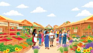 Vibrant Scene at the Farmers Market – free AI stock image