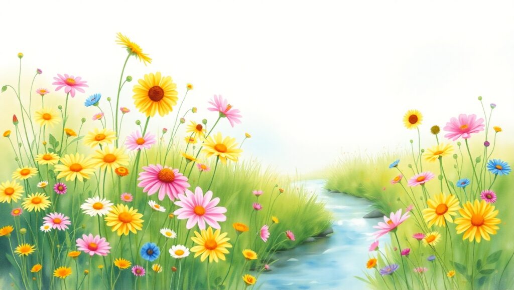 Vibrant Serenity in Watercolor – free AI stock image