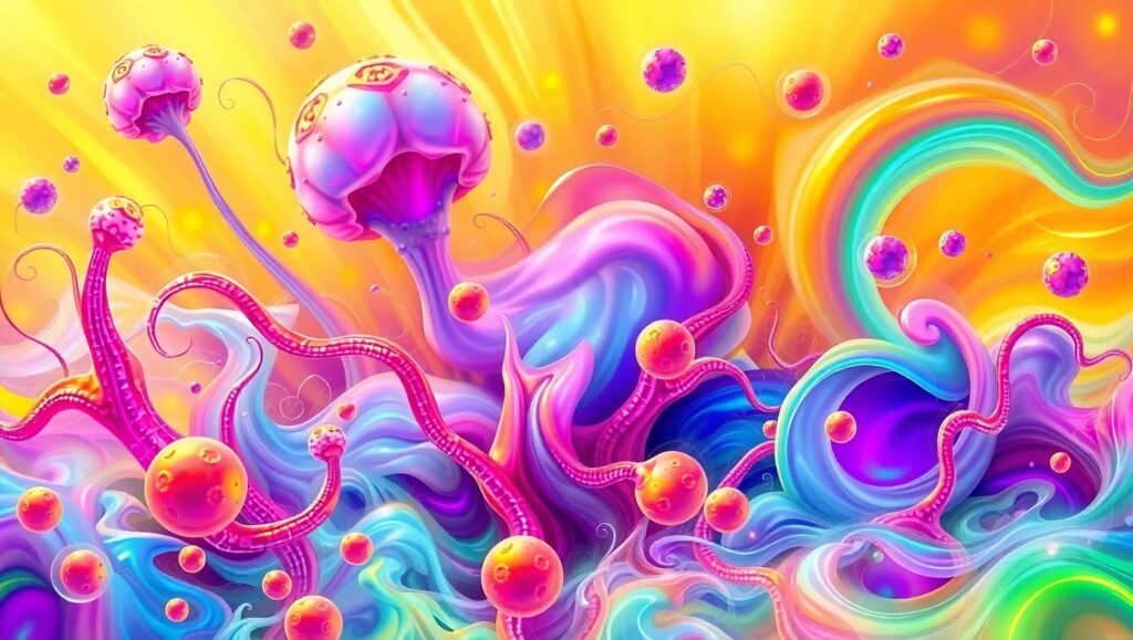 Vibrant Shapes in Surreal Harmony – free AI stock image