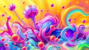 Vibrant Shapes in Surreal Harmony – free AI stock image