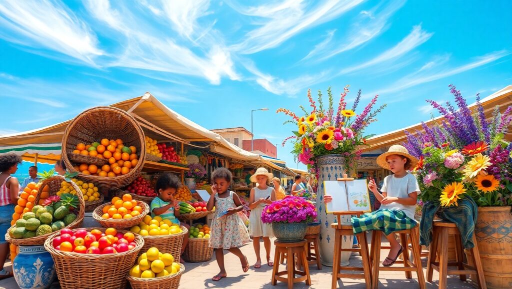 Vibrant Street Market – free AI stock image