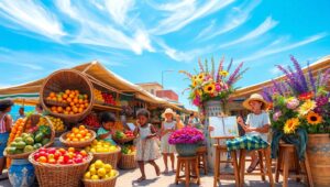 Vibrant Street Market – free AI stock image