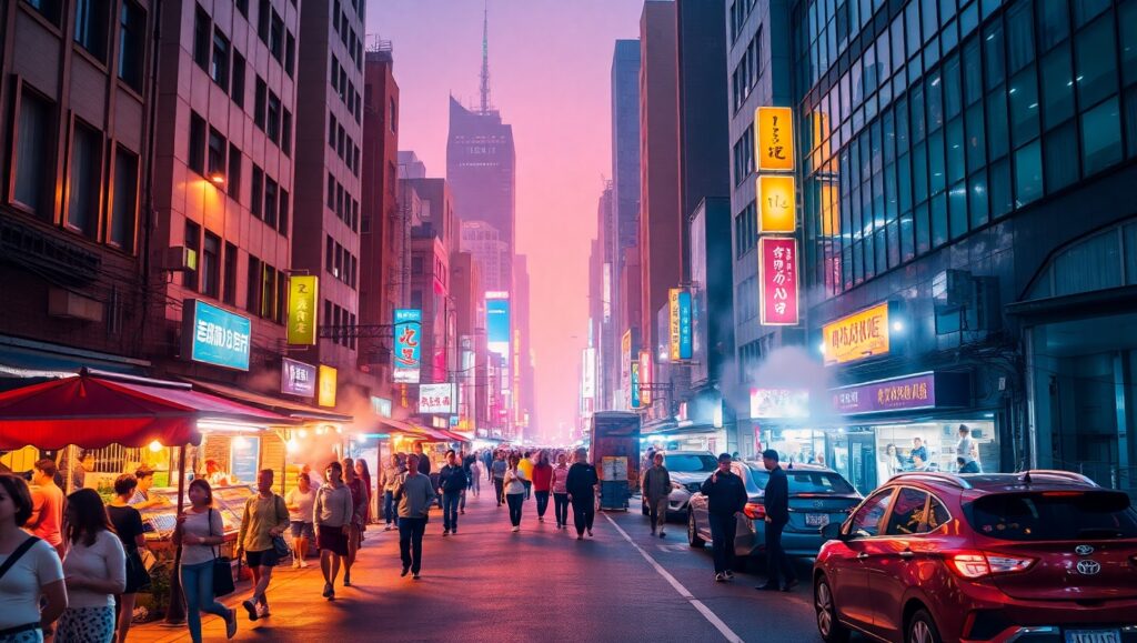 Vibrant Thermal Urban Nightlife – free AI stock image